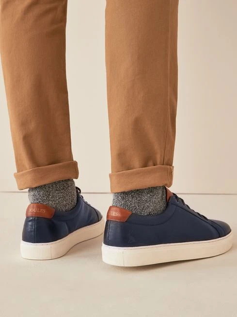 Navy Blue Leather Trainers - Image 5