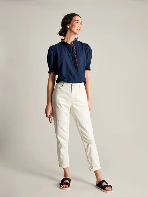 Navy Blue Scalloped Edge Blouse - Image 5