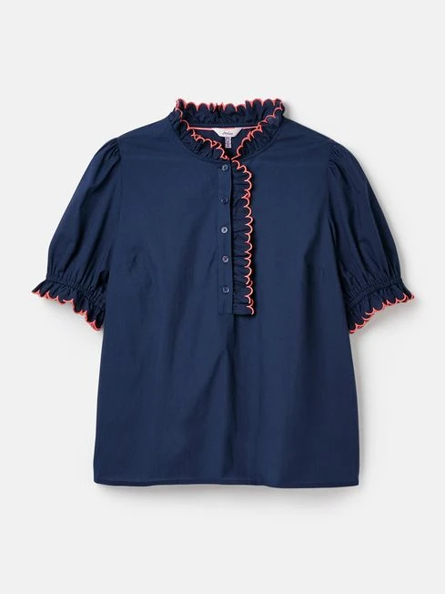 Navy Blue Scalloped Edge Blouse - Image 6