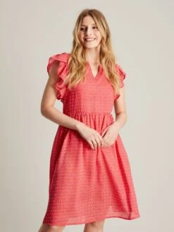 Joules Pink Faith Frill Short Dress