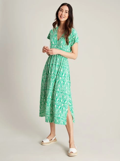 Green Jersey V-Neck Beach Dress