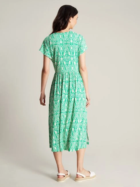 Green Jersey V-Neck Beach Dress - Image 2