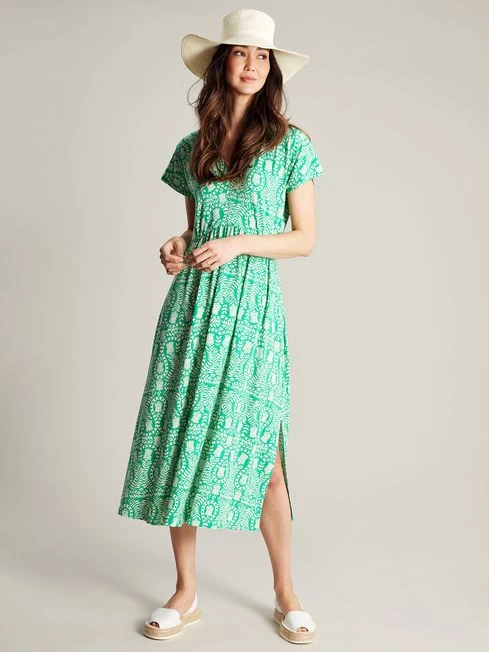 Green Jersey V-Neck Beach Dress - Image 3