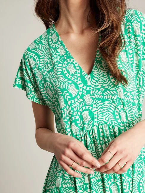 Green Jersey V-Neck Beach Dress - Image 5