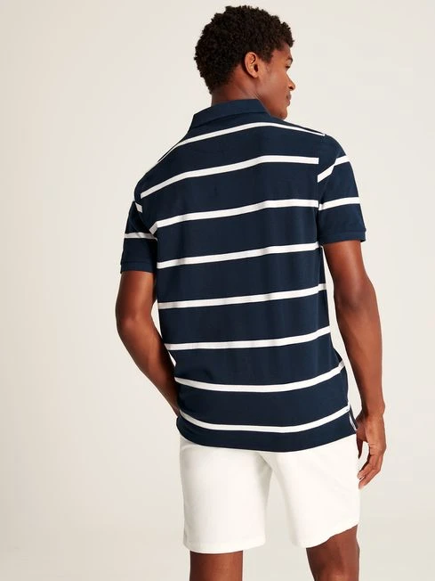 Navy Blue Classic Fit Striped Polo - Image 2