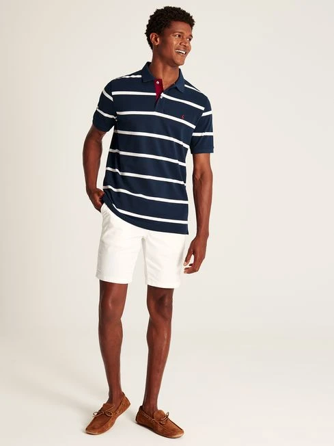Navy Blue Classic Fit Striped Polo - Image 3
