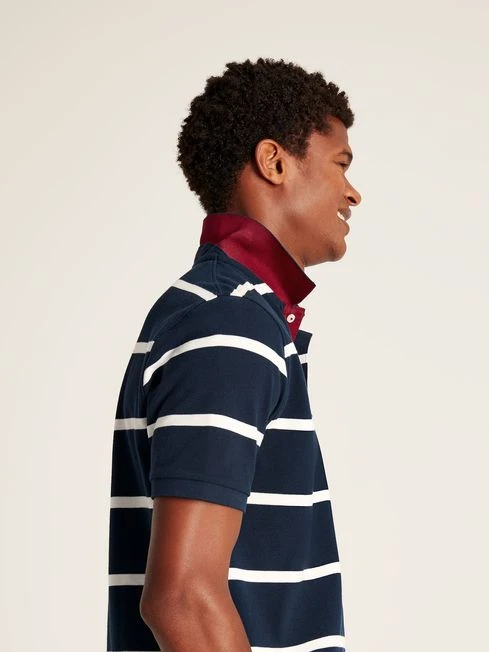 Navy Blue Classic Fit Striped Polo - Image 4