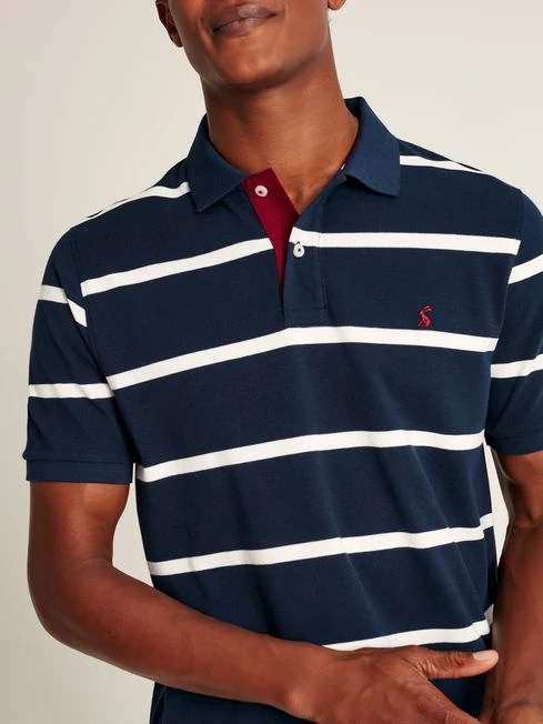 Navy Blue Classic Fit Striped Polo - Image 5