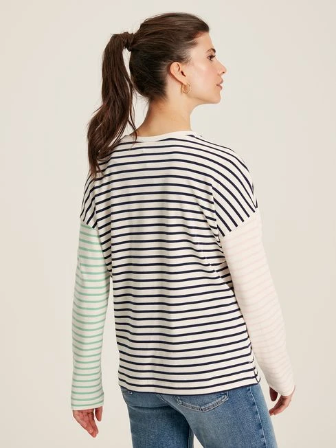 Navy Blue Drop Shoulder Long Sleeve Top - Image 2