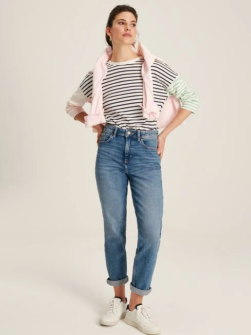 Navy Blue Drop Shoulder Long Sleeve Top - Image 3