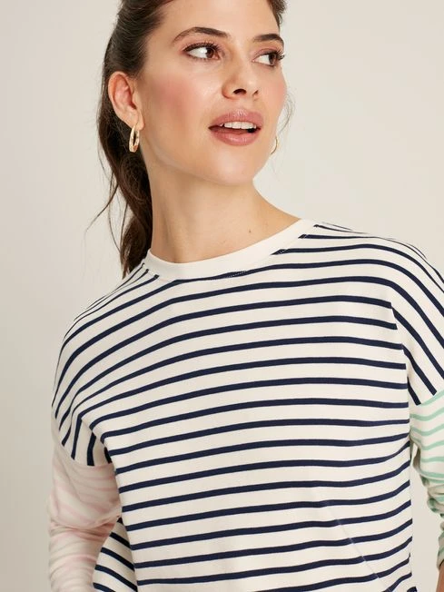 Navy Blue Drop Shoulder Long Sleeve Top - Image 4