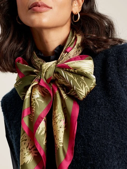 Green Large Square Silk Scarf - Image 2