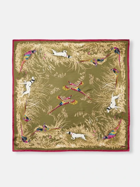 Green Large Square Silk Scarf - Image 4