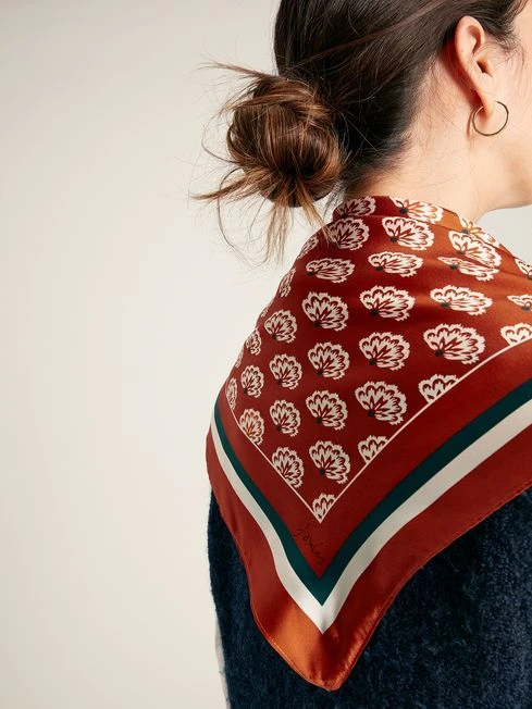 Burnt Orange Silk Square Scarf - Image 2