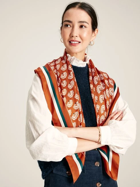 Burnt Orange Silk Square Scarf - Image 3